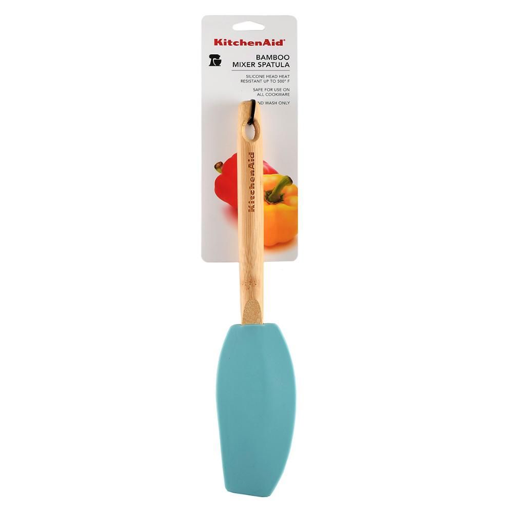 Encontraproduto.com.br - Espátula Batedora Com Cabo de Bambu 30cm Azul