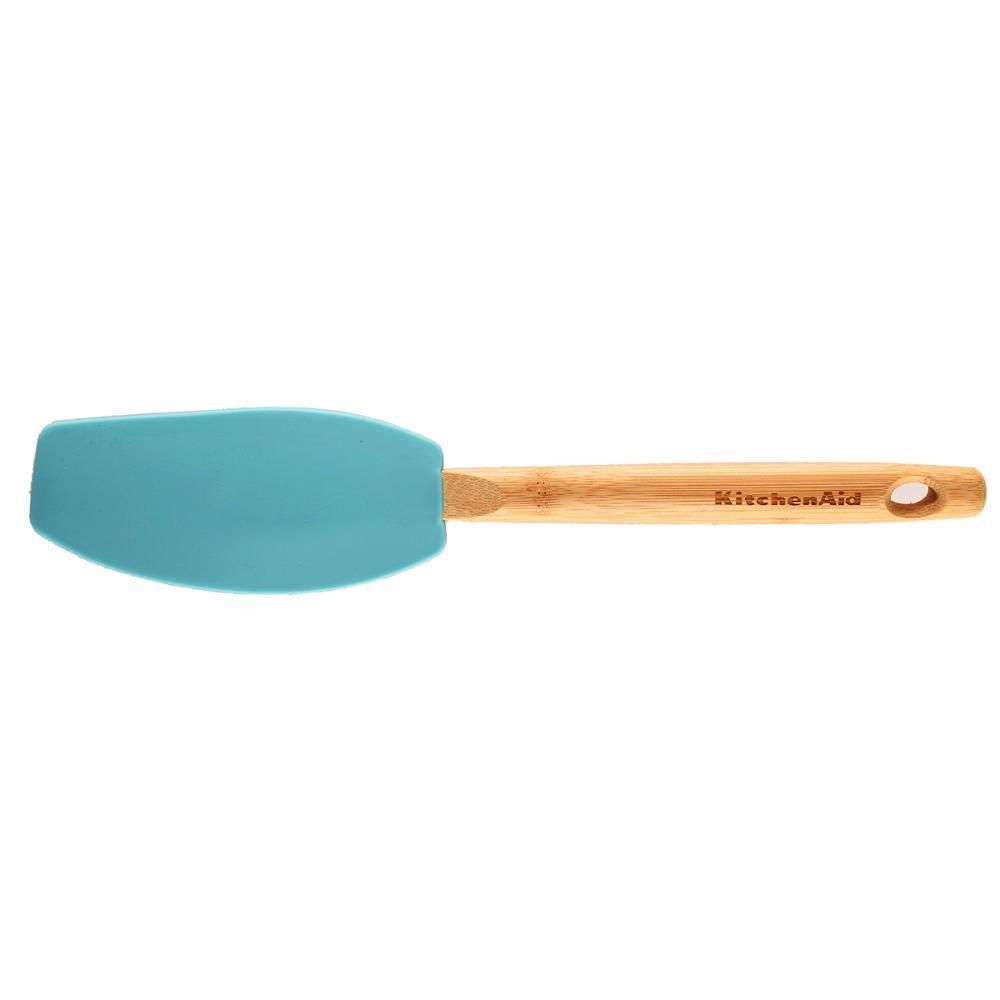 Encontraproduto.com.br - Espátula Batedora Com Cabo de Bambu 30cm Azul