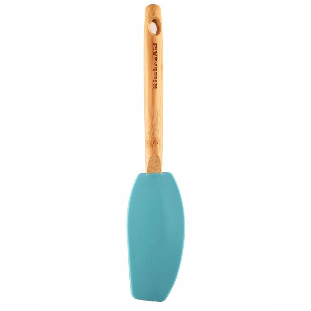 Encontraproduto.com.br - Espátula Batedora Com Cabo de Bambu 30cm Azul