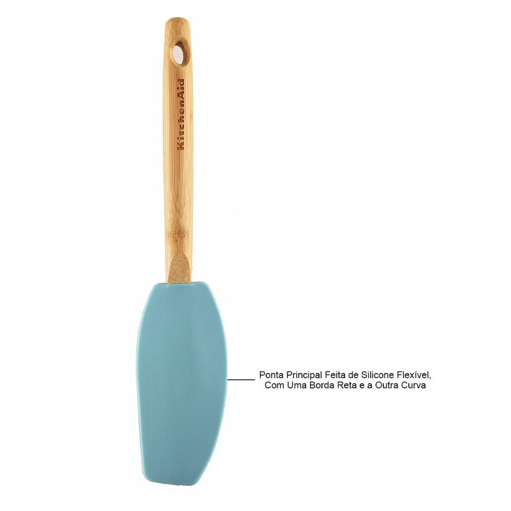 Encontraproduto.com.br - Espátula Batedora Com Cabo de Bambu 30cm Azul
