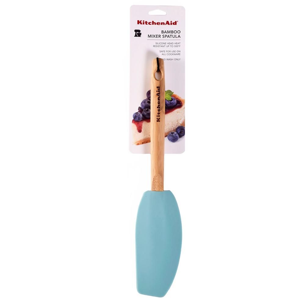 Encontraproduto.com.br - Espátula Batedora Com Cabo de Bambu 30cm Azul