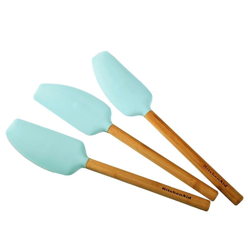 Encontraproduto.com.br - Espátula Batedora Com Cabo de Bambu 30cm Azul