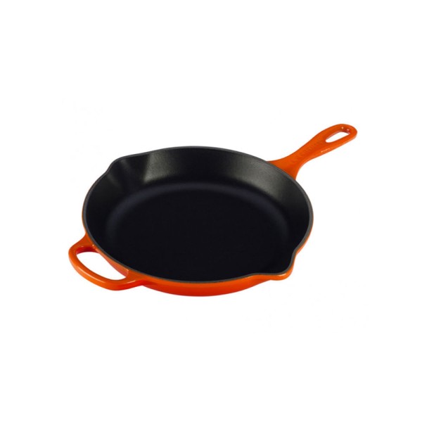 Encontraproduto.com.br - Frigideira redonda em ferro com alça Le Creuset Signature 26cm laranja