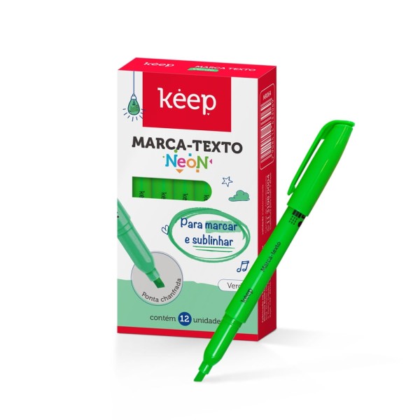 Encontraproduto.com.br - Marca Texto Verde Caixa c/ 12 Unidades Keep - MR064OUT [Reembalado]