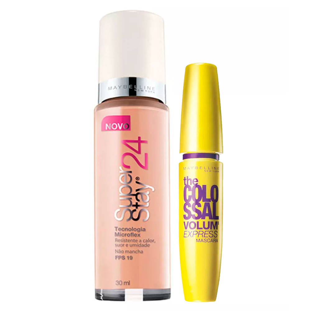 Maybelline Kit - Super Stay 24H Nude Light + The Colossal Volum Express Maybelline