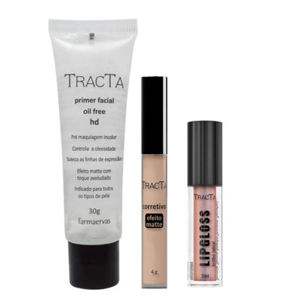Encontraproduto.com.br - Tracta Lipgloss + HD + Matte Kit- Primer + Corretivo Claro + Gloss
