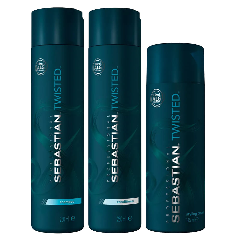 Kit Twisted Elastic Detangler Sebastian - Shampoo + Condicionador + Creme
