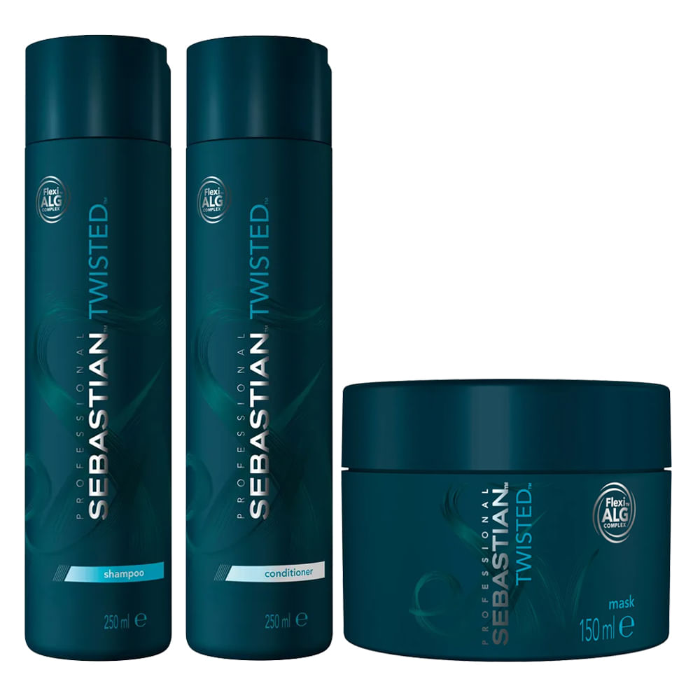 Kit Twisted Elastic Detangler Sebastian - Shampoo + Condicionador + Máscara