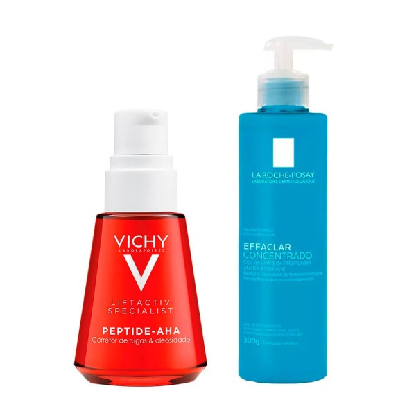 Encontraproduto.com.br - La Roche Posay Effaclar e Vichy Liftactiv Kit - Gel de Limpeza Facial + Sérum Facial