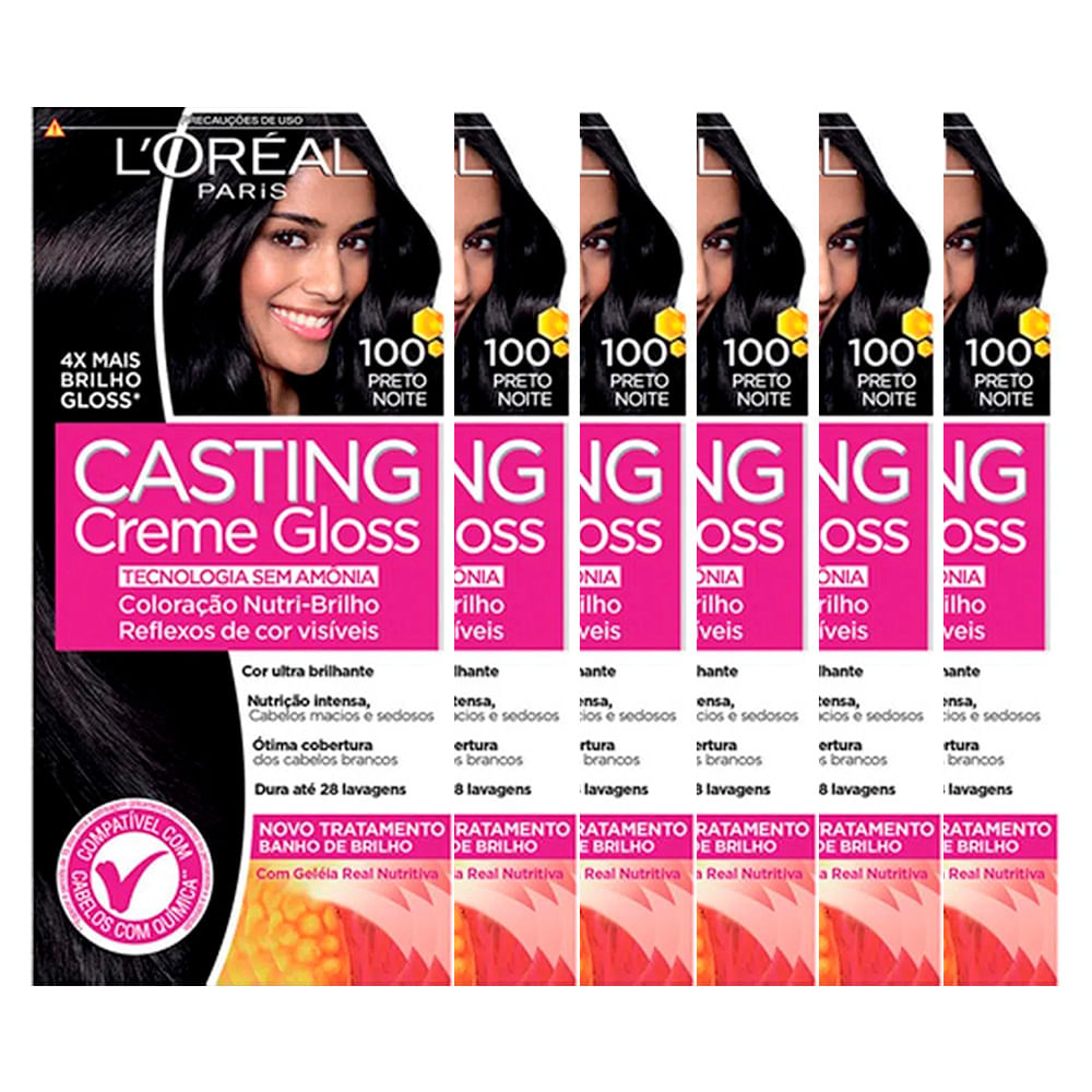 LOréal Paris Coloração Casting Creme Gloss Kit - 100 Preto Noite