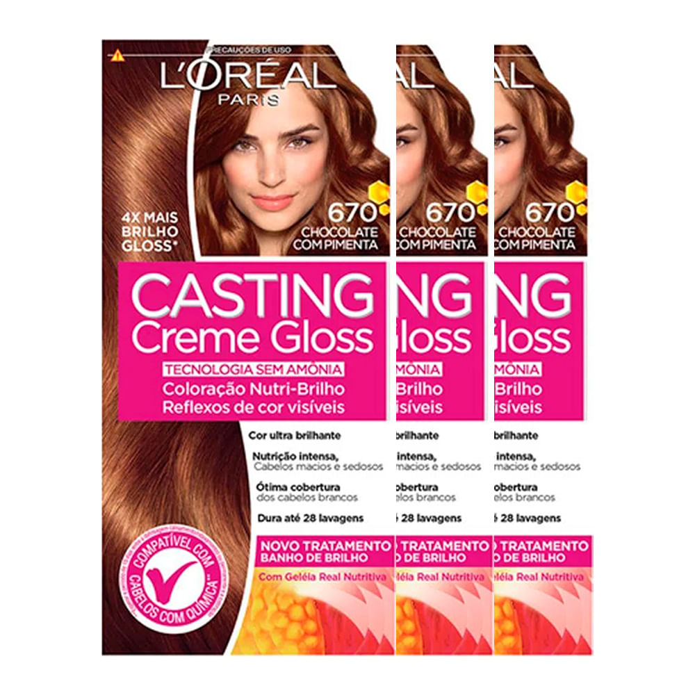 LOréal Paris Coloração Casting Creme Gloss Kit - 670 Chocolate com Pimenta