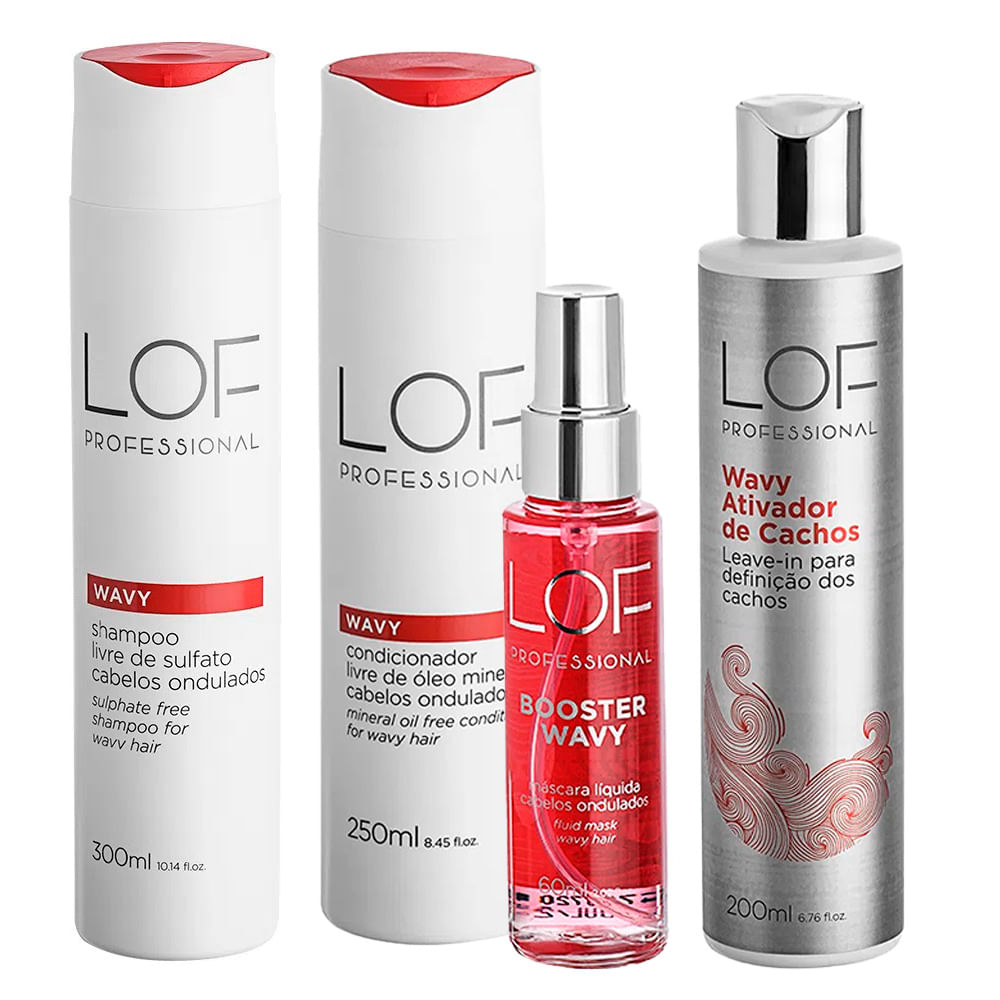 LOF Professional Wavy Kit - Shampoo + Condicionador + Máscara + Ativador de Cachos