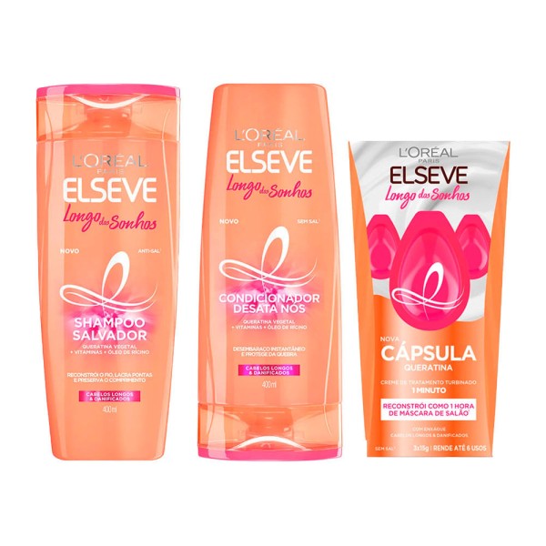 Encontraproduto.com.br - LOréal Paris Elseve Longo dos Sonhos Kit - Shampoo + Condicionador + Cápsula