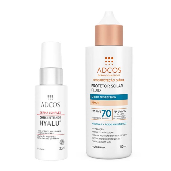 Encontraproduto.com.br - Adcos Derma Complex Hyalu 6 + Fluid Shield Protection Kit - Sérum Facial + Protetor Solar
