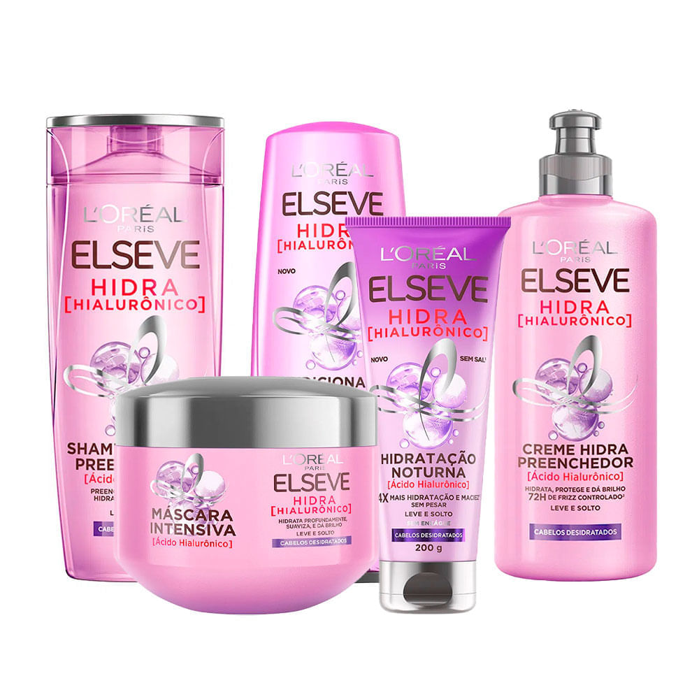 Elséve Hidra Hialurônico Kit - Shampoo + Condicionador + Creme de Pentear + Máscara + Creme Noturno