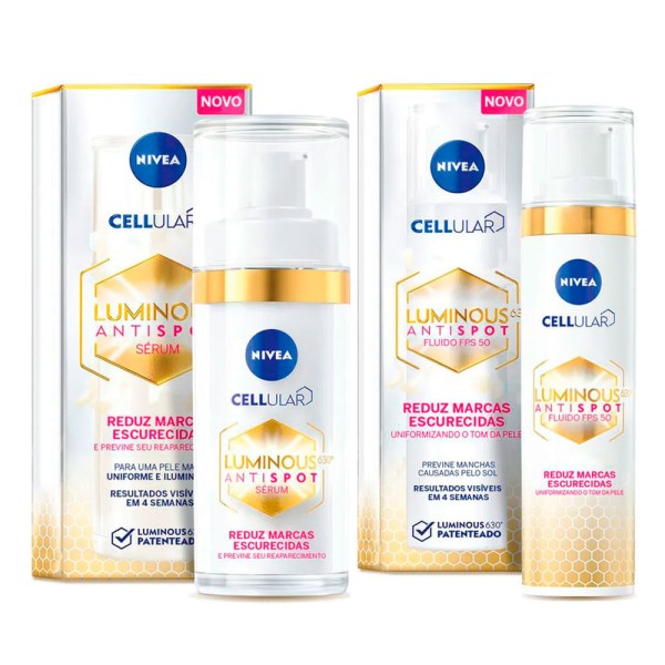 Encontraproduto.com.br - NIVEA Cellullar Luminous 630 Kit - Sérum Clareador + Fluido Facial