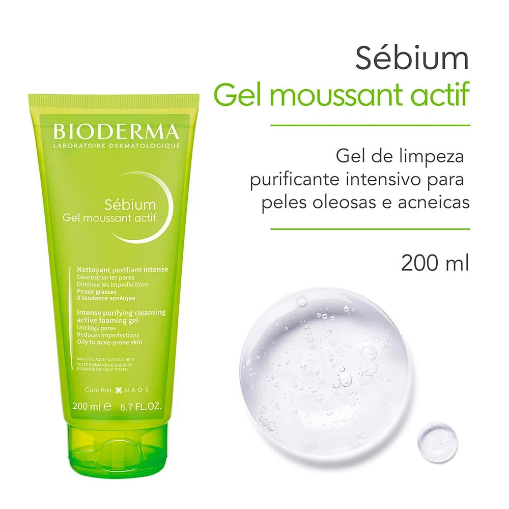 Encontraproduto.com.br - Bioderma Sébium Actif Kit com 2 Unidades - Gel de Limpeza Antioleosidade - 200ml