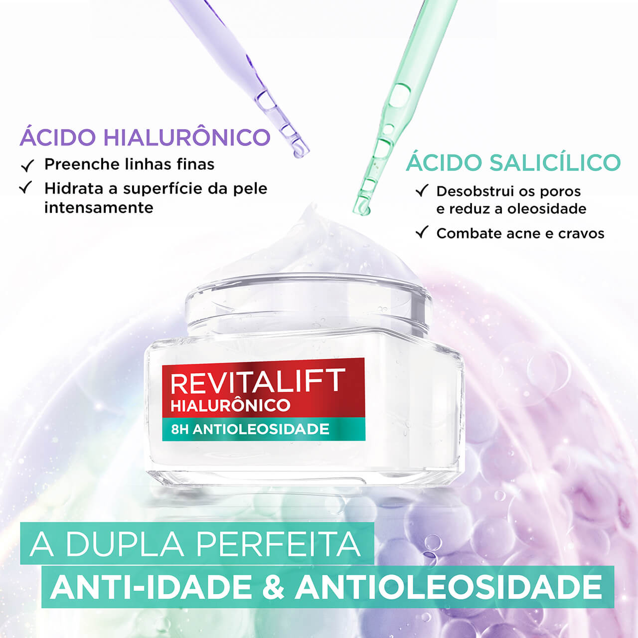 L’Oréal Paris Revitalift Hialurônico Kit – Gel Creme Facial Antioleosidade + Sérum Preenchedor Facial Anti-Idade
