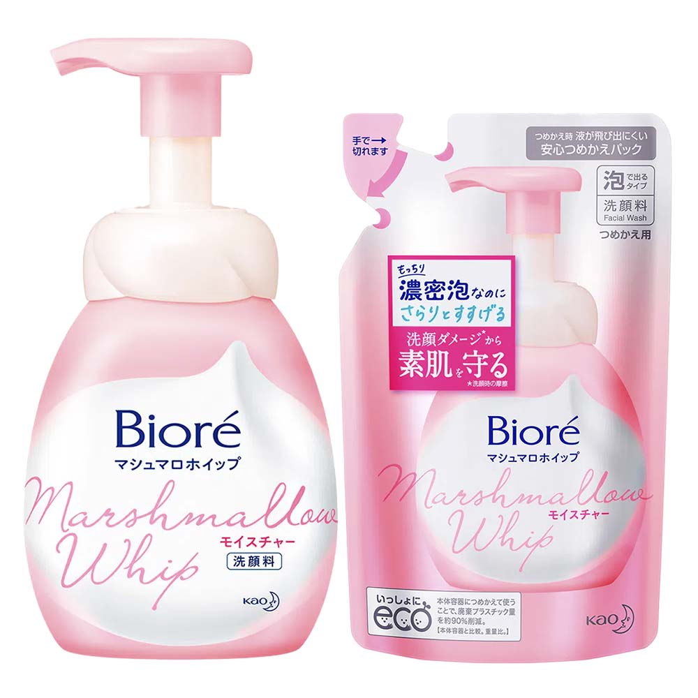 Bioré Marshmallow Whip Moisture Kit – Sabonete Líquido Facial 150ml + Refil 130ml