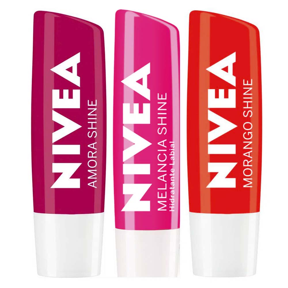 NIVEA Hidratante Labial Shine Kit – Amora + Morango + Melancia