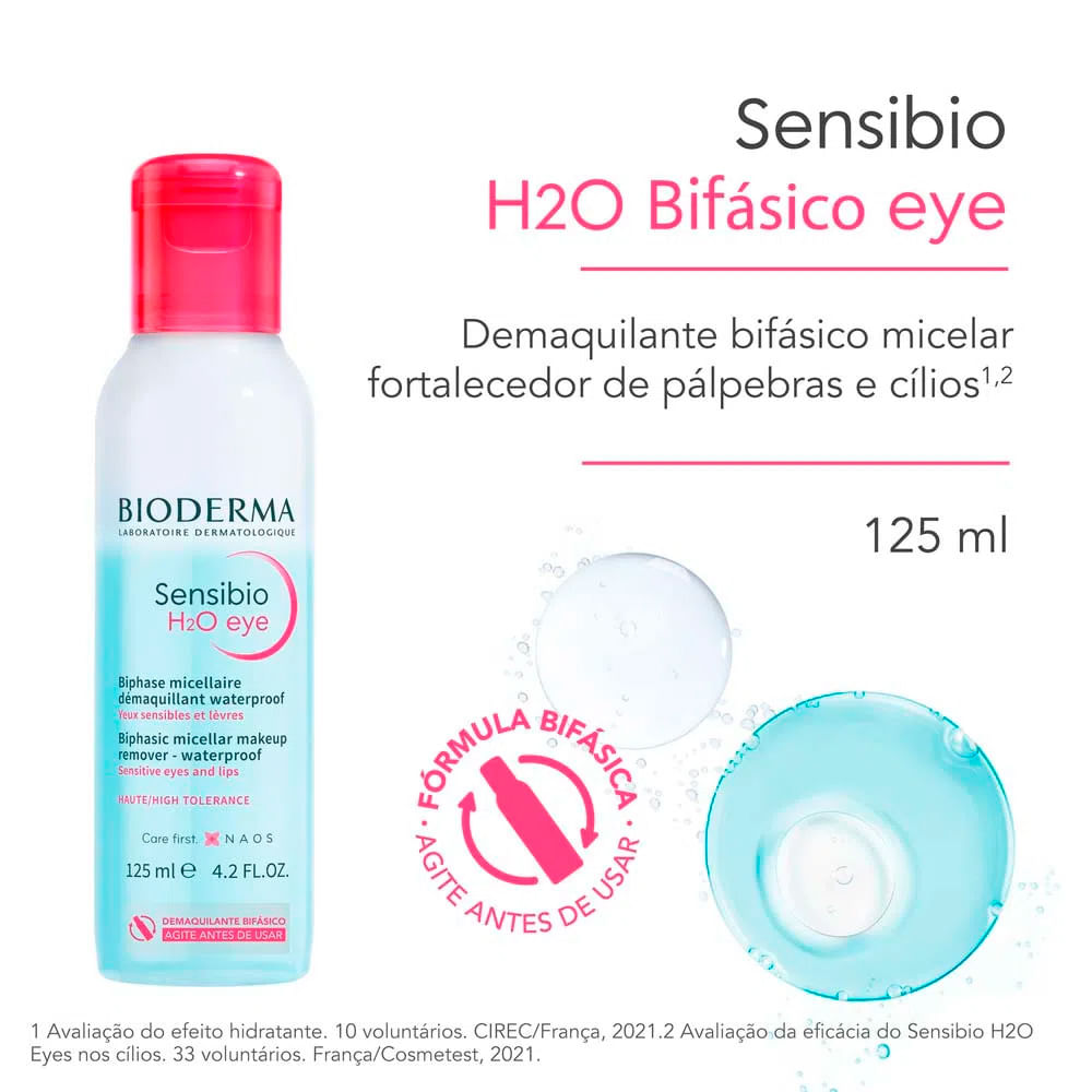Encontraproduto.com.br - Bioderma Kit – Água Micelar Bifásica para Olhos e Lábios Sensibio H2O Eye 125ml + Água Micelar Calmante Sensibio H2O Solution Micellaire 250ml