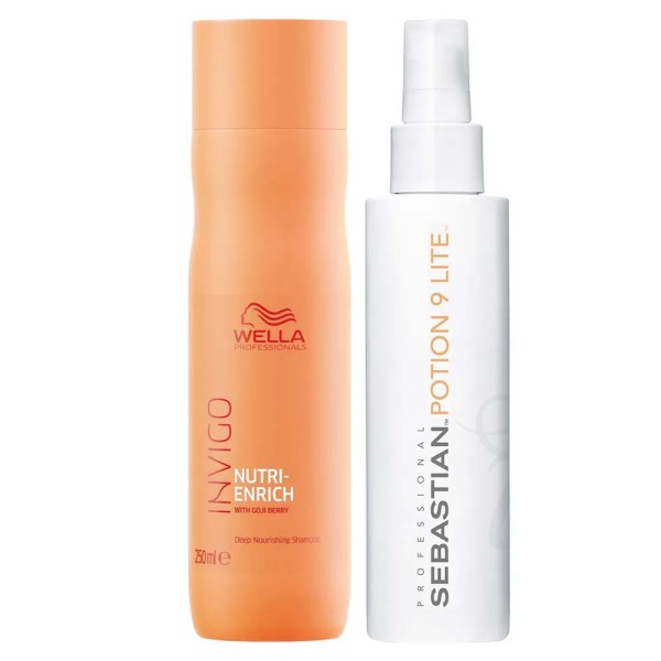 Encontraproduto.com.br - Wella Professionals Kit Invigo Nutri-Enrich Shampoo + Sebastian Potion 9 Lite