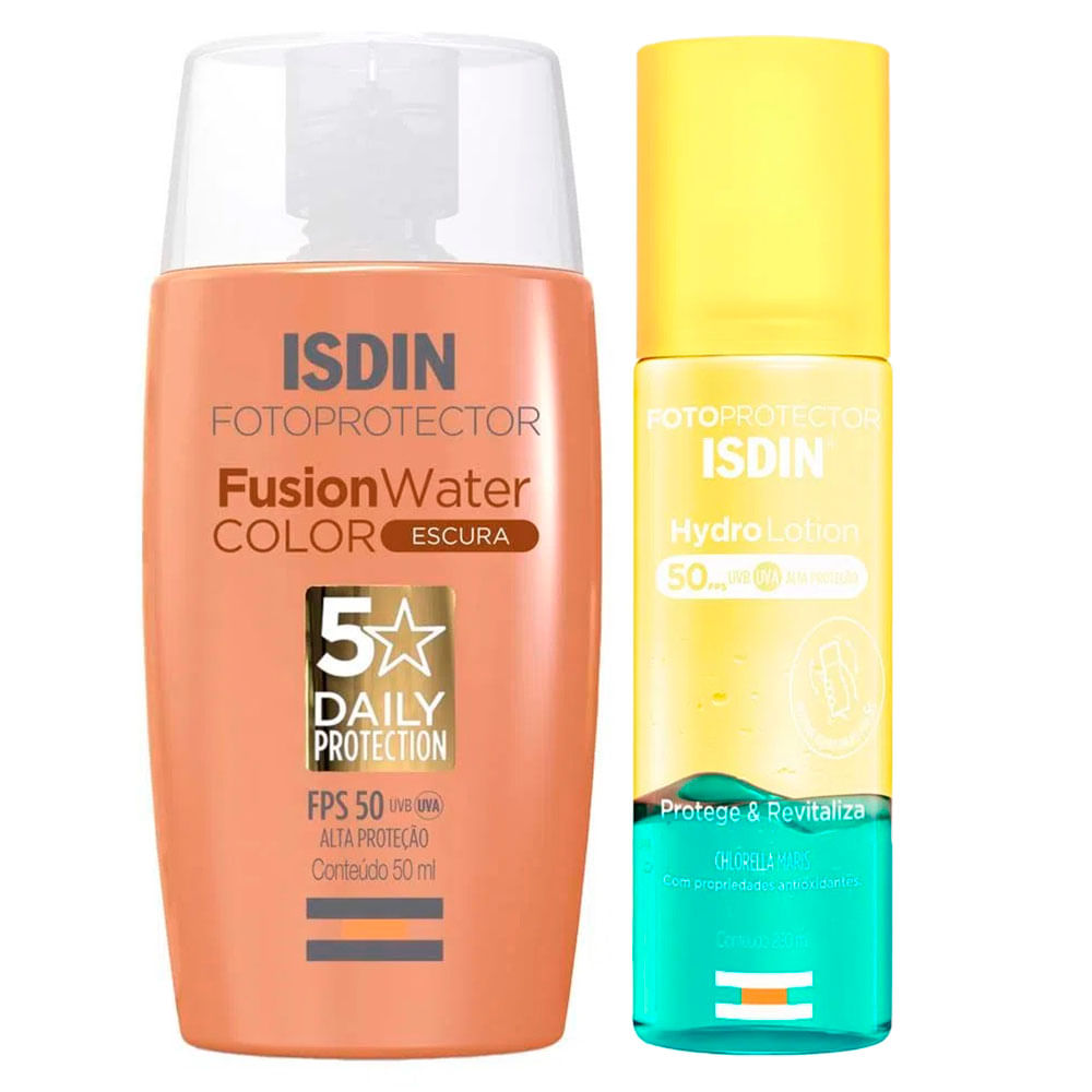 Isdin Kit – Protetor Solar Corporal Hydrolotion + Protetor Facial Fusion Water 5 Stars Color