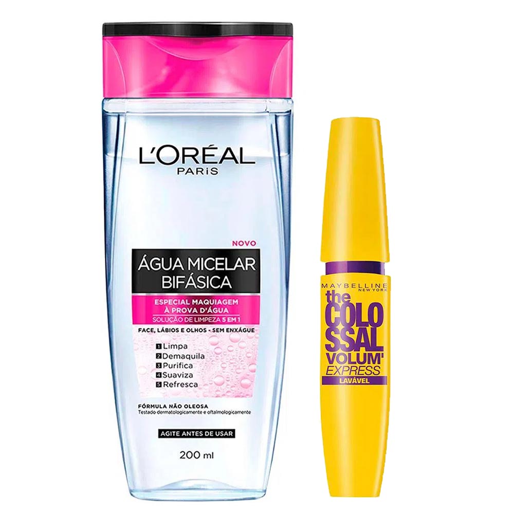 L’Oréal Paris + Maybelline Kit - Água Micelar Bifásica + Máscara de Cílios