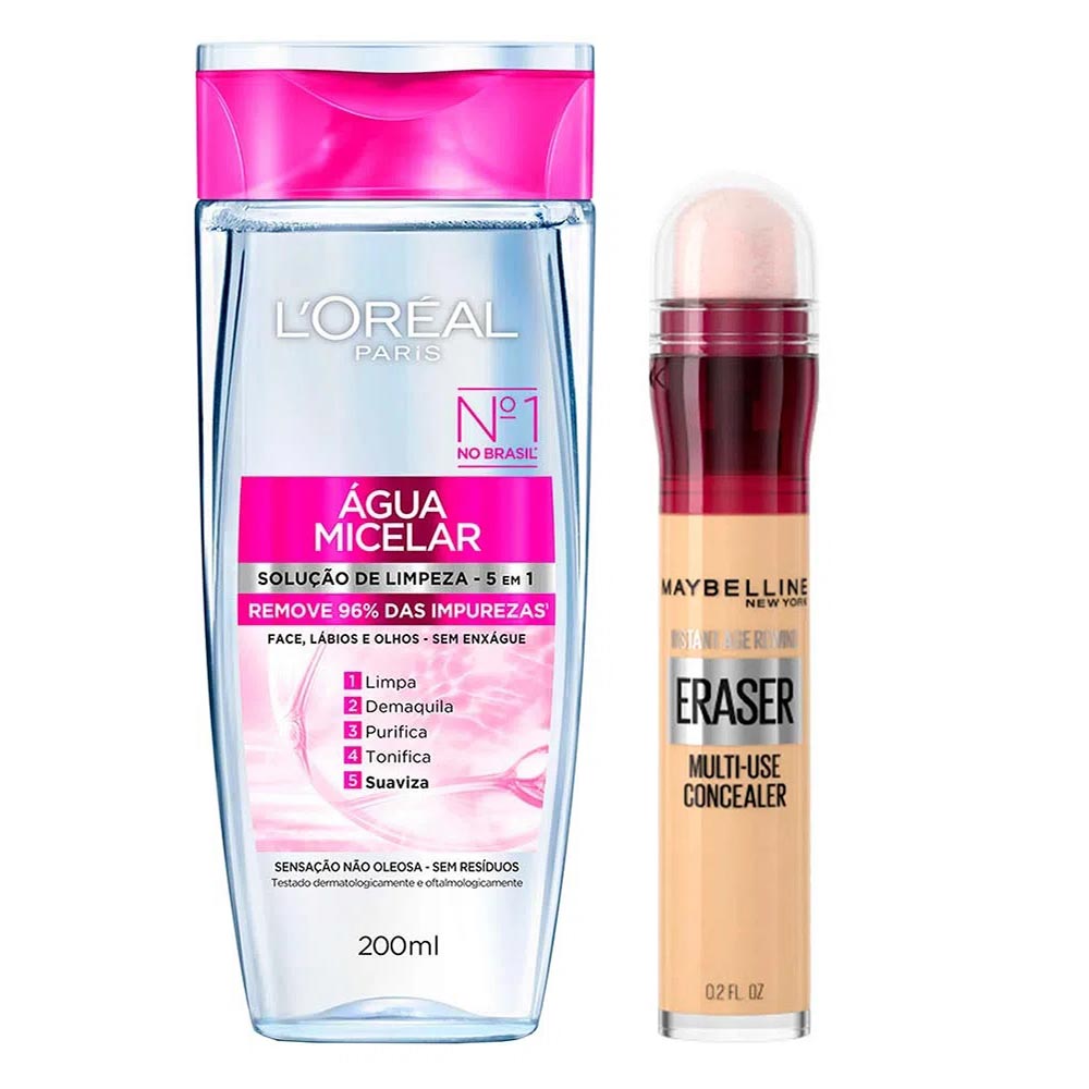 L’Oréal Paris + Maybelline Kit - Água Micelar Solução de Limpeza + Corretivo Líquido Neutralizer