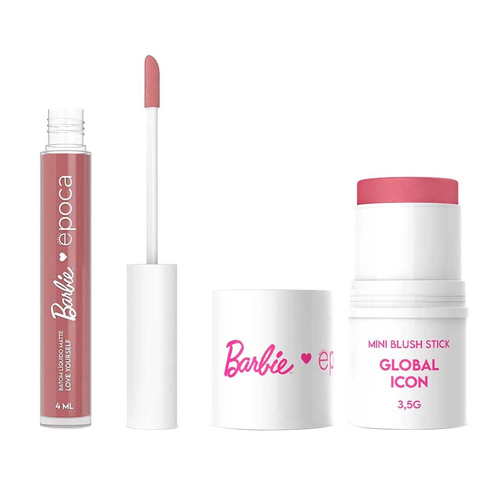 Barbie By Época Kit – Blush em Bastão + Batom Líquido