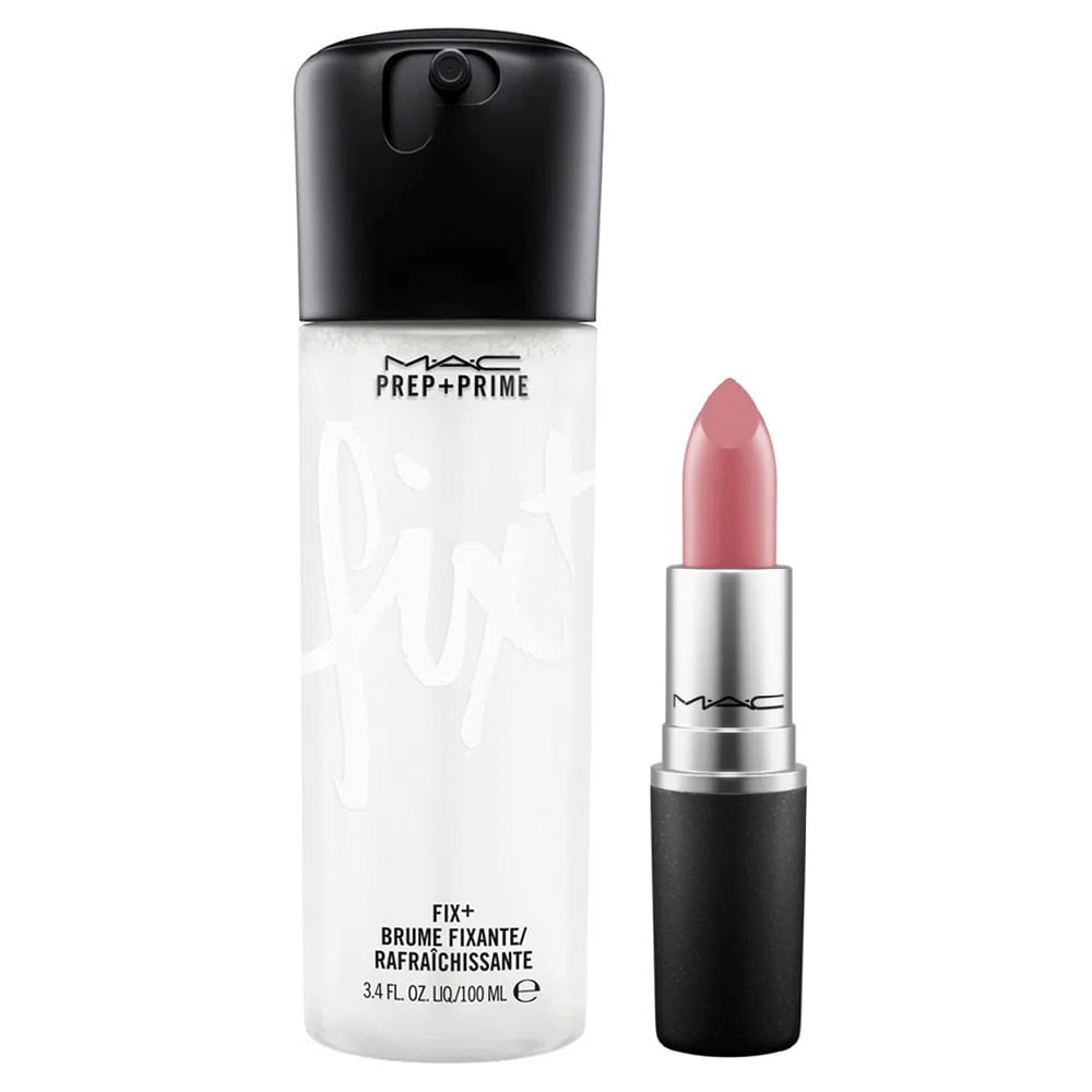 M·A·C Kit de Maquiagem – Batom Satin Faux + Spray Fixador