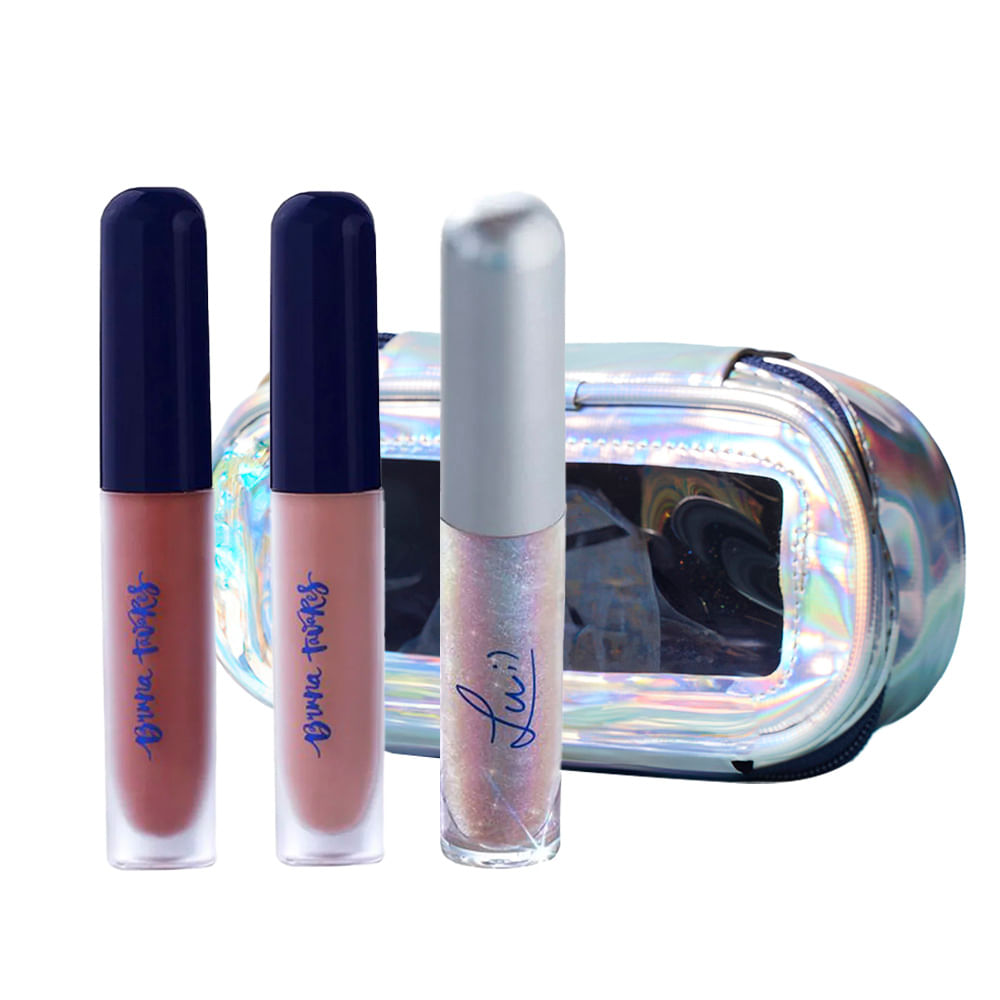 Bruna Tavares BT + Lu Kit - Batom Líquido Hashtag + Batom Líquido Feed + Gloss Labial Pixels + Nécessaire