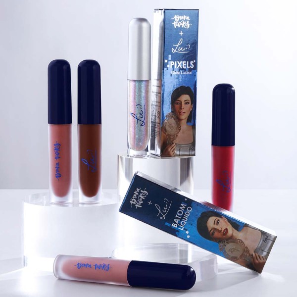 Encontraproduto.com.br - Bruna Tavares BT + Lu Kit com 4 Batons Líquidos e 1 Gloss Labial + Frasqueira