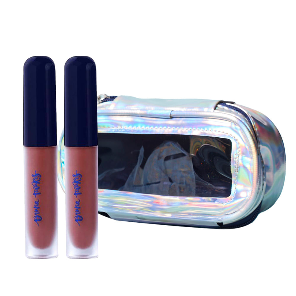 Bruna Tavares BT + Lu Kit com 2 Batons Líquidos Hashtag + Nécessaire