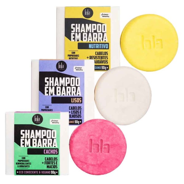 Lola Cosmetics Kit com 3 Shampoos em Barra