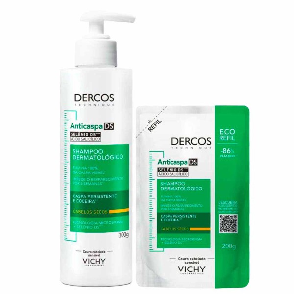 Encontraproduto.com.br - Vichy Dercos Anticaspa DS para Cabelos Secos Kit – Shampoo + Refil