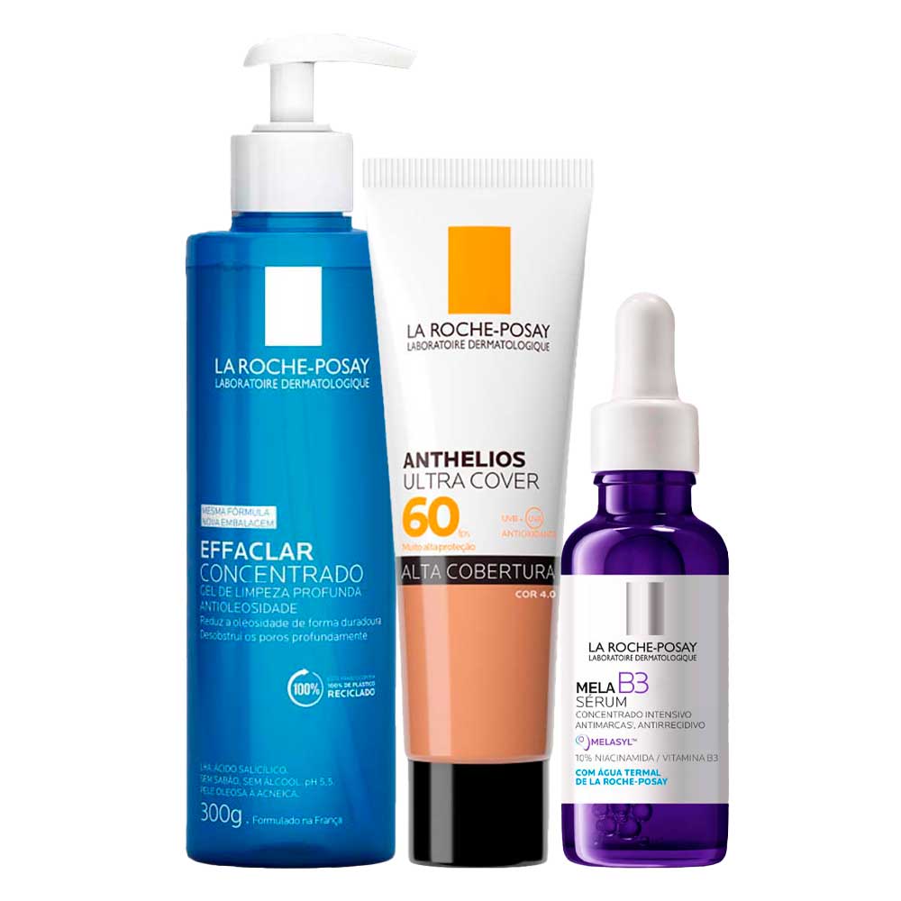 La Roche-Posay Kit - Gel de Limpeza + Sérum + Protetor Solar FPS60 Cor 4.0 para Rejuvenescimento Facial