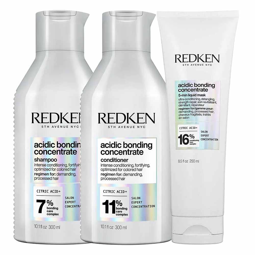 Redken Acidic Bonding Concentrate Kit – Shampoo + Condicionador + Máscara