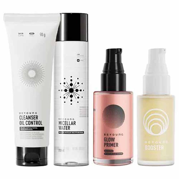 Encontraproduto.com.br - Beyoung Kit - Micelar + Booster + Primer Rose + Gel Cleanser para Rejuvenescimento Facial