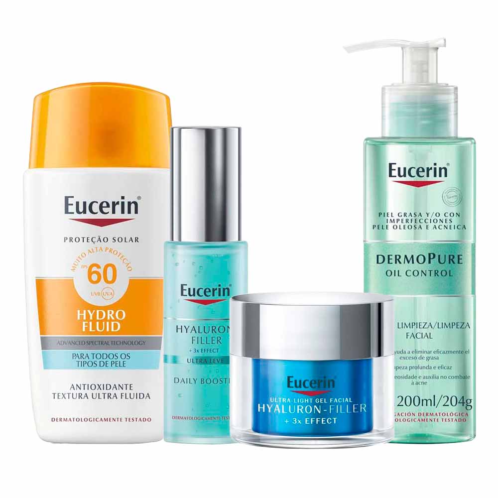 Eucerin Kit - Gel de Limpeza + Gel Hidratante + Protetor Solar + Gel Facial
