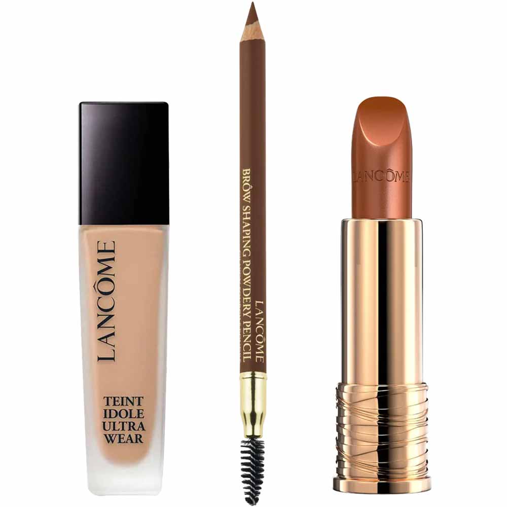 Lancôme - Batom LAbsolu Rouge + Lápis para Sobrancelha Brow Shaping + Base Teint Idôle Kit Presenteável
