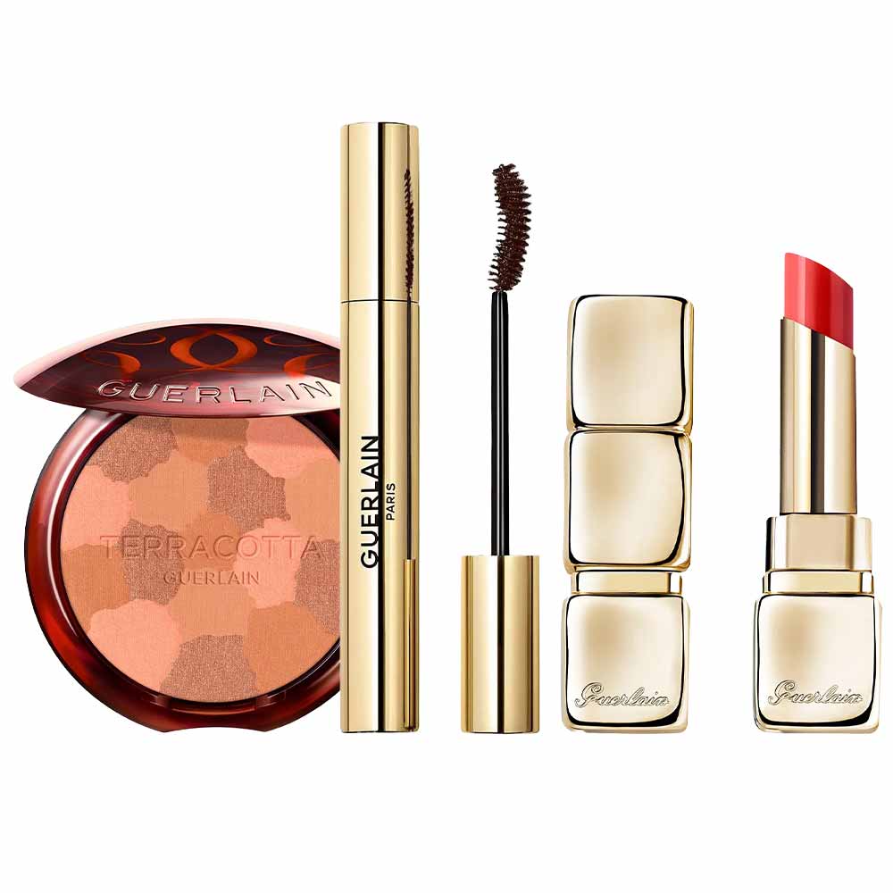 Guerlain - Pó Bronzeador Facial Terracotta Light + Máscara de Cílios Noir G + Batom KissKiss Bee Glow Kit Presenteável