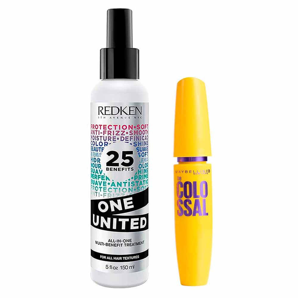 Kit Maybelline + Redken - Máscara de Cílios The Colossal + Spray One United