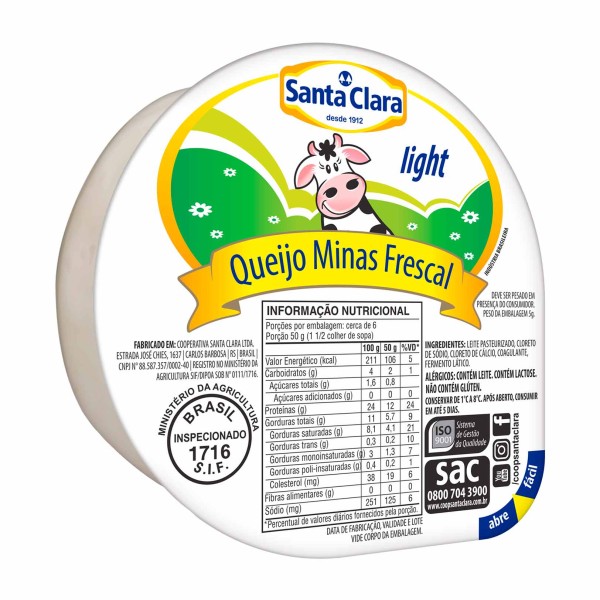 Encontraproduto.com.br - Queijo Minas Frescal Light Santa Clara