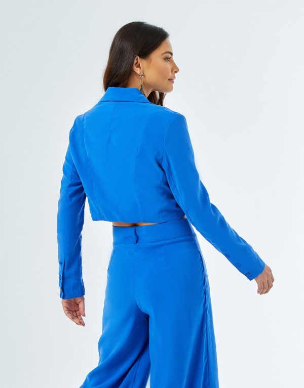 Encontraproduto.com.br - Blazer Cropped Zinzane Azul