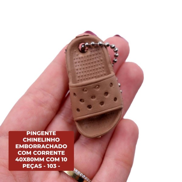 Encontraproduto.com.br - Pingente Chinelinho Emborrachado Com Corrente 40X80mm Com 10 Peças