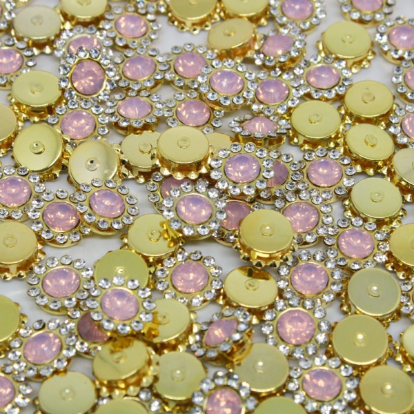Encontraproduto.com.br - FLOR STRASS 12MM EM RESINA E AÇO INOXIDAVEL COM 20 PEÇAS