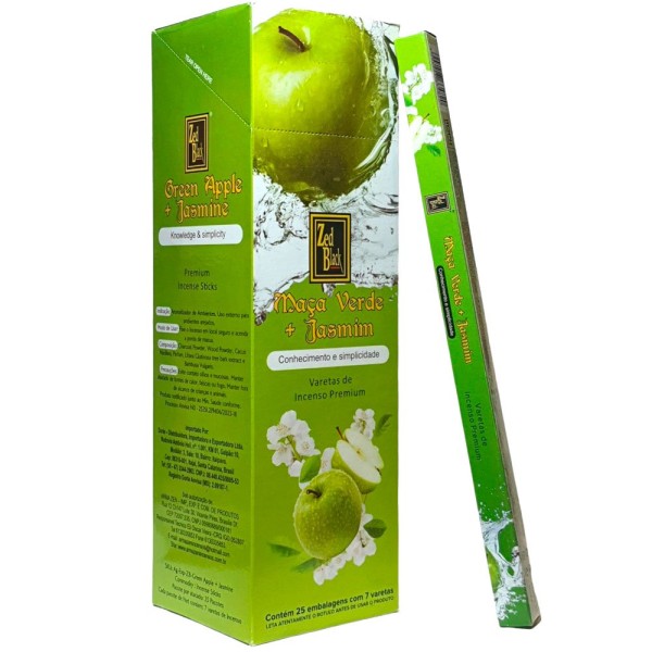 Encontraproduto.com.br - Incenso De Maça Verde E Jasmim Zed Black Caixa Com 25 Pacotes (MP)