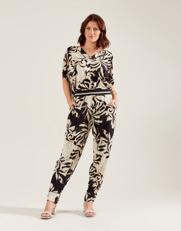 Encontraproduto.com.br - Calça Jogger Estampada Grace Preto Zinzane