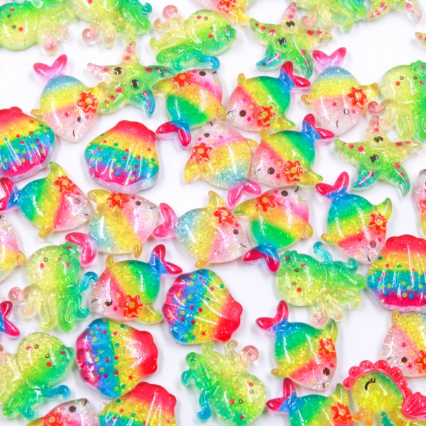 Encontraproduto.com.br - APLIQUE ANIMAIS MARINHOS 25X18MM EM RESINA COM 20 PEÇAS